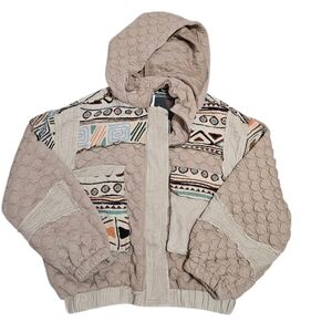 POL Bohemian Patterned Quilted Hooded Jacket NEW